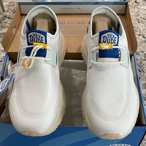 Hey Dude White and Blue Women's Sneakers